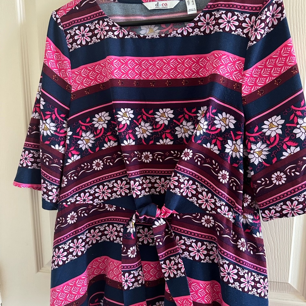 Denim&Co Pink and Blue Floral Top